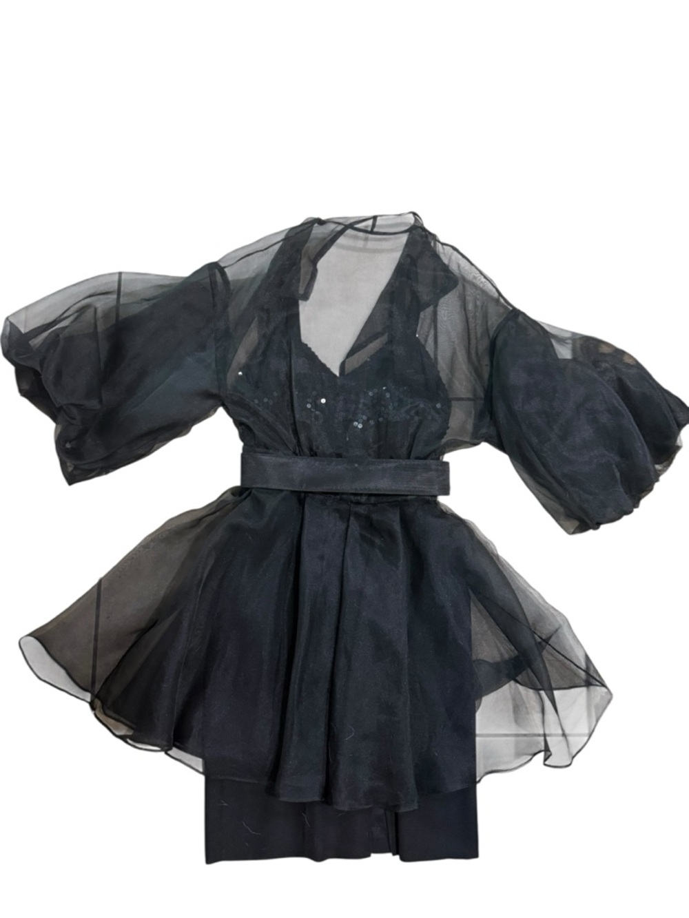 Nili Richards Vintage Women’s Lantern-Sleeve Evening Set black Size 4 - Picture 2 of 13